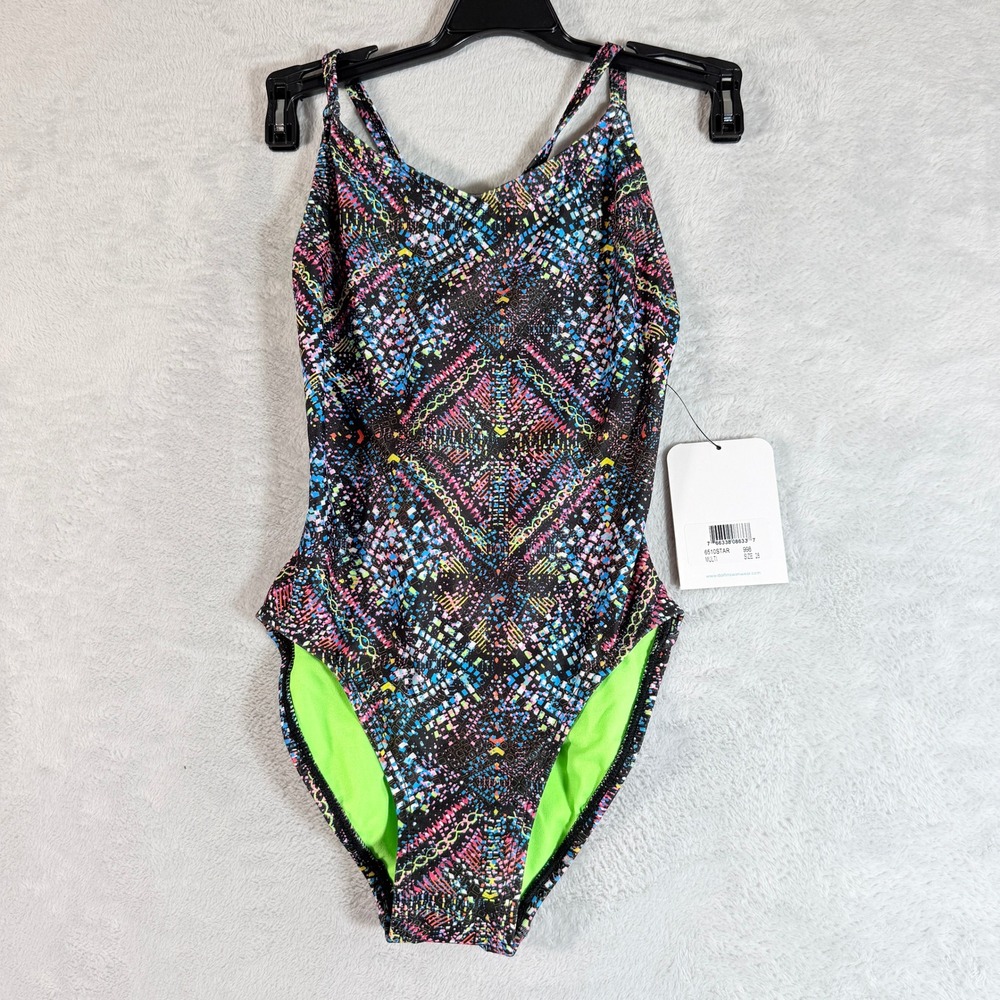 Dolfin Uglies‎ Revibe Star Light Low X-Back One Piece Swimsuit Girls Size 28 New